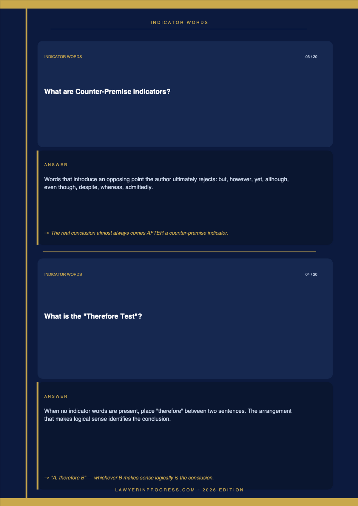 LSAT 2026 Flashcards (20)