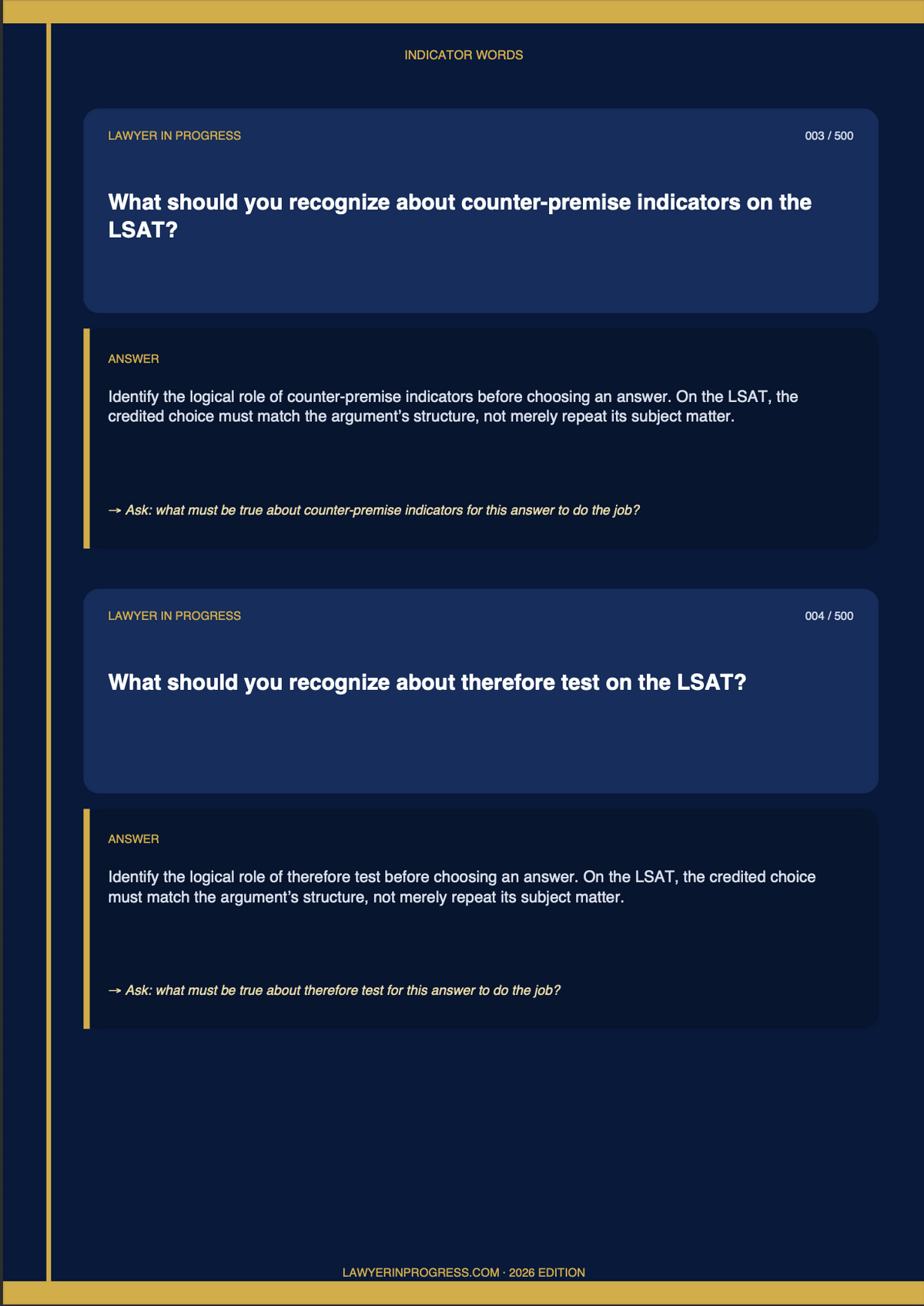 LSAT 2026 Flashcards (500)